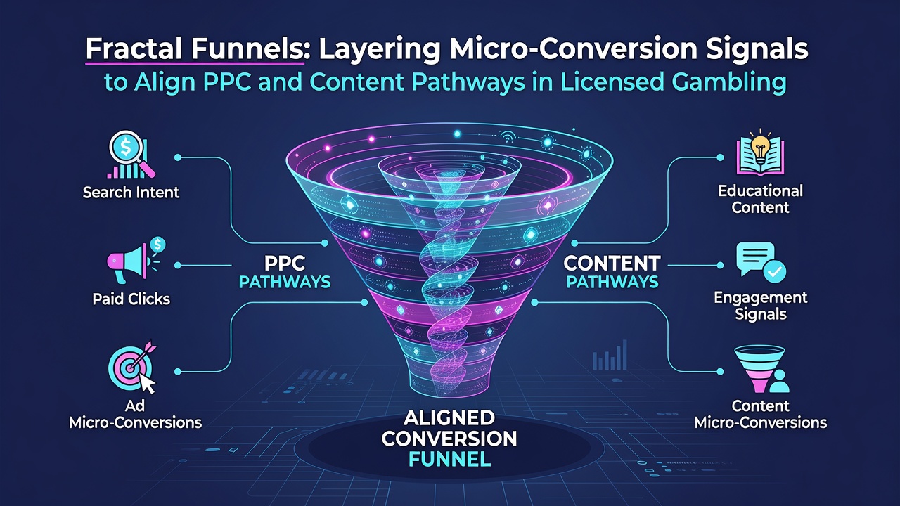 Screenshot of analytics dashboard displaying micro-conversion layers across PPC and content channels in licensed gambling operations
