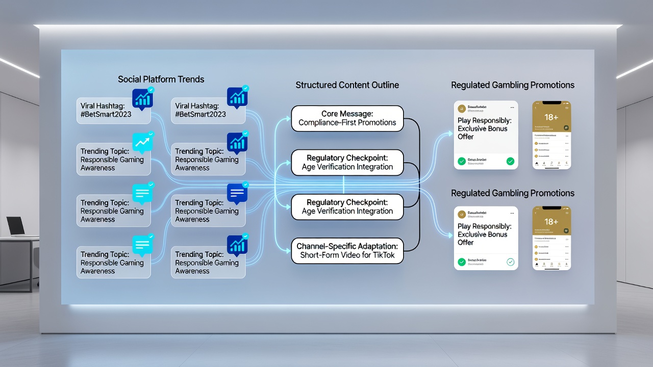 Content outline template connecting social trends to regulated gambling promotion sections