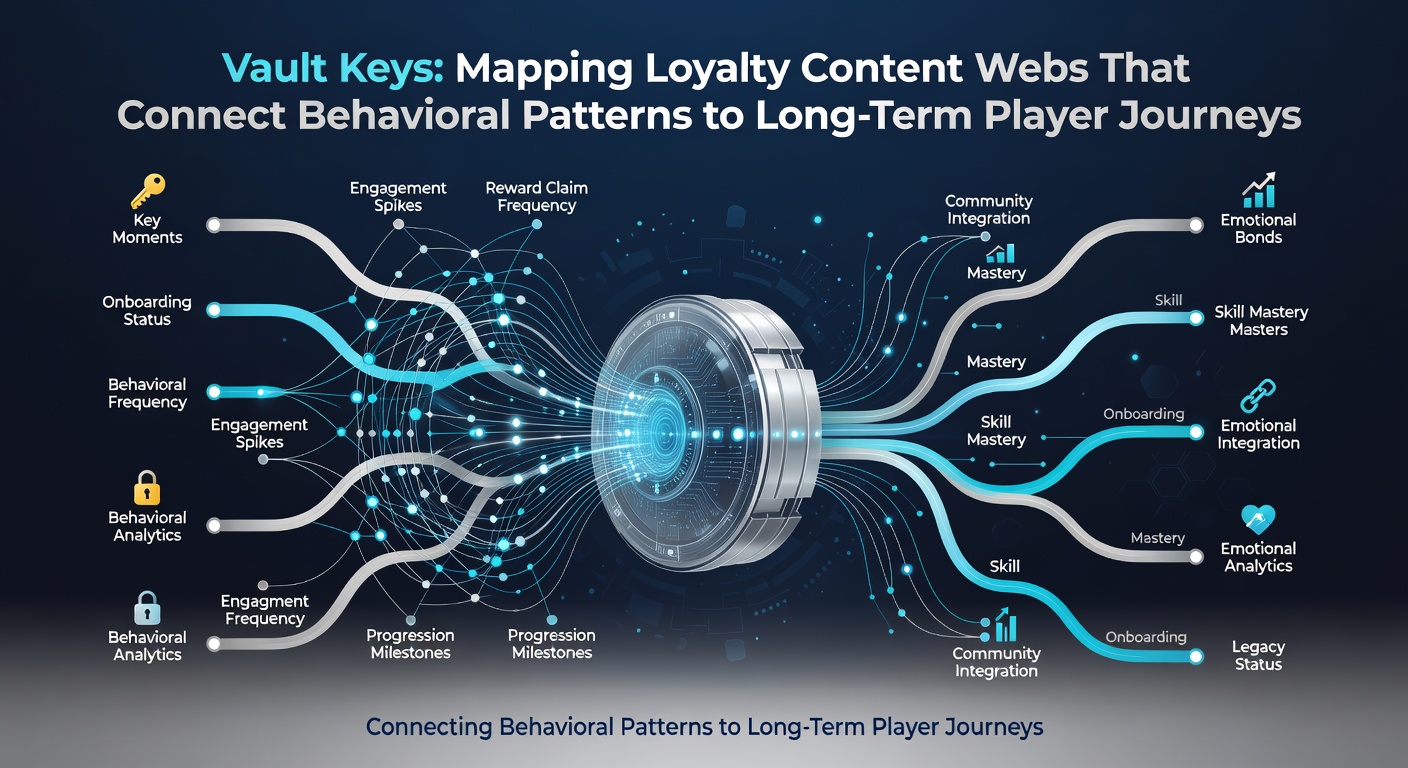 Diagram showing connected loyalty content webs linking player behaviors across time in regulated casino markets